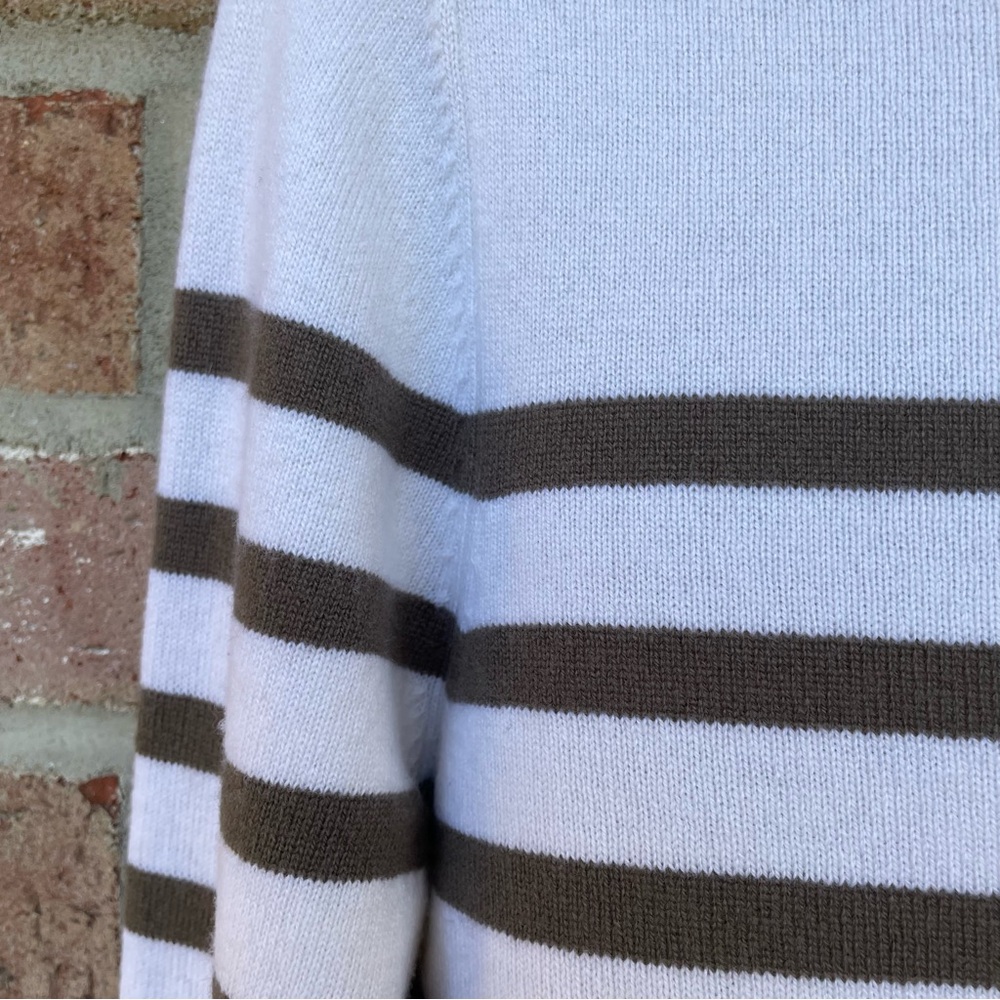 Vince ivory taupe stripe soft wool cashmere high neck sweater Women Medium NWT - Picture 10 of 12